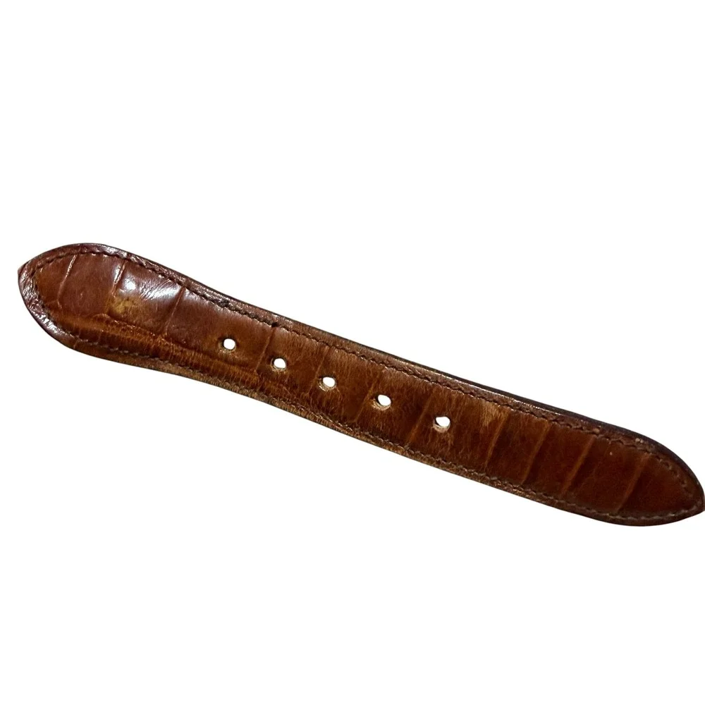 Faconnable Sellier Mens Canvas Leather Belt Cream Brown France Size 36 90